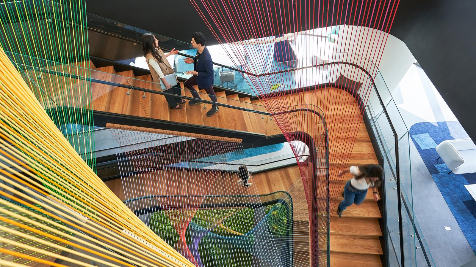 people standing on the stairs
