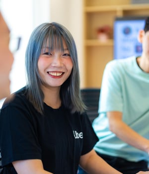 a person smiling at camera