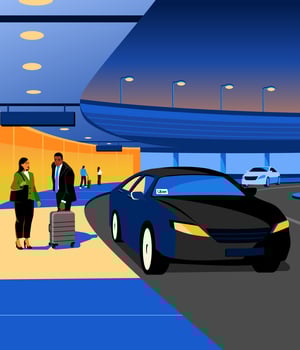 a person and person standing next to a car