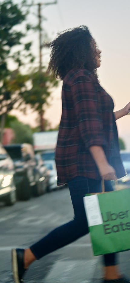 a person walking on the street with a bag
