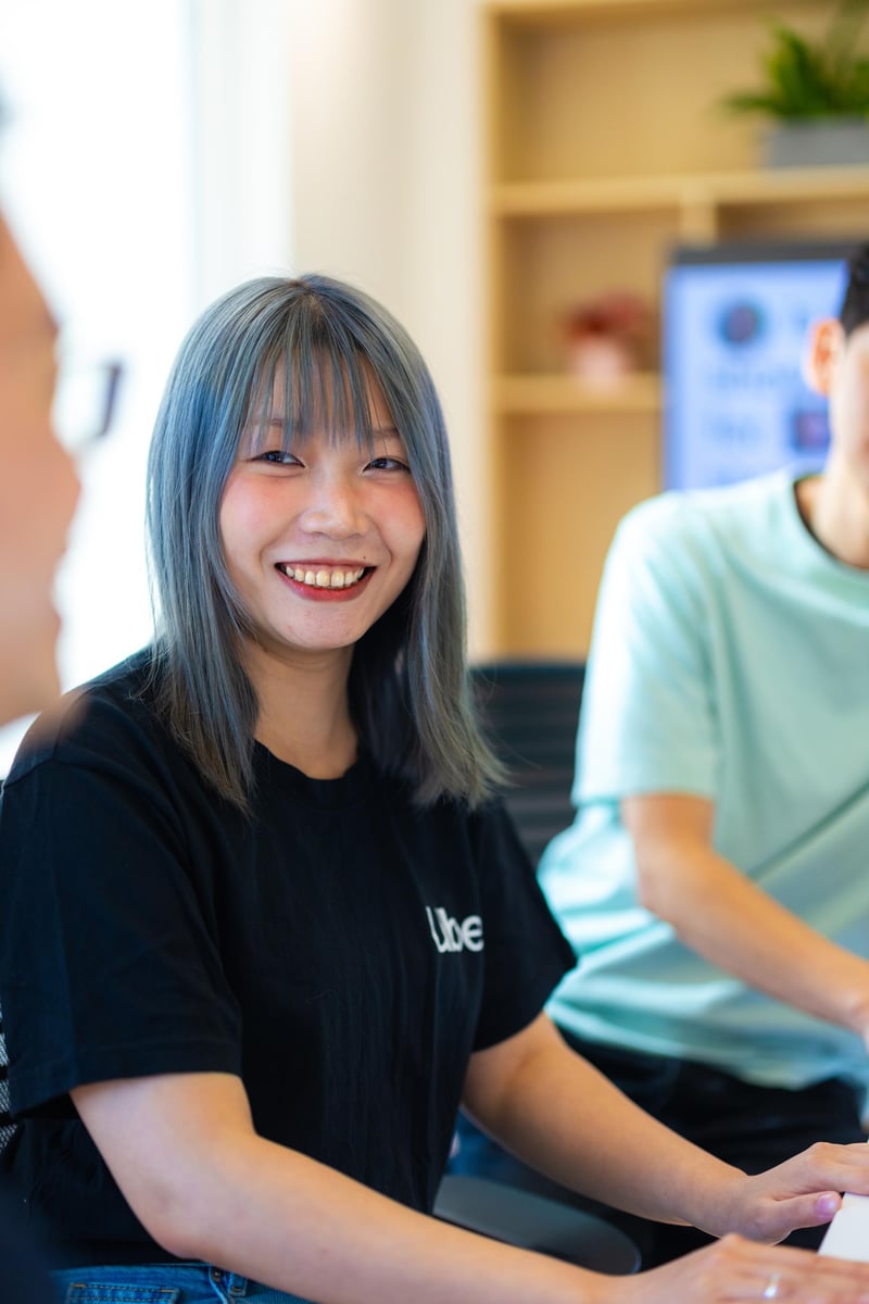 a person smiling at camera