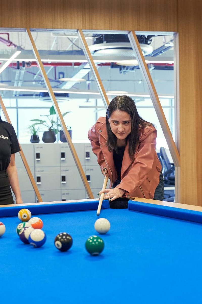 a group of women playing pool