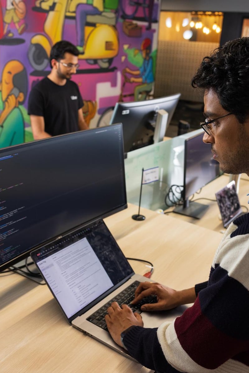 a person sitting at a desk with a laptop