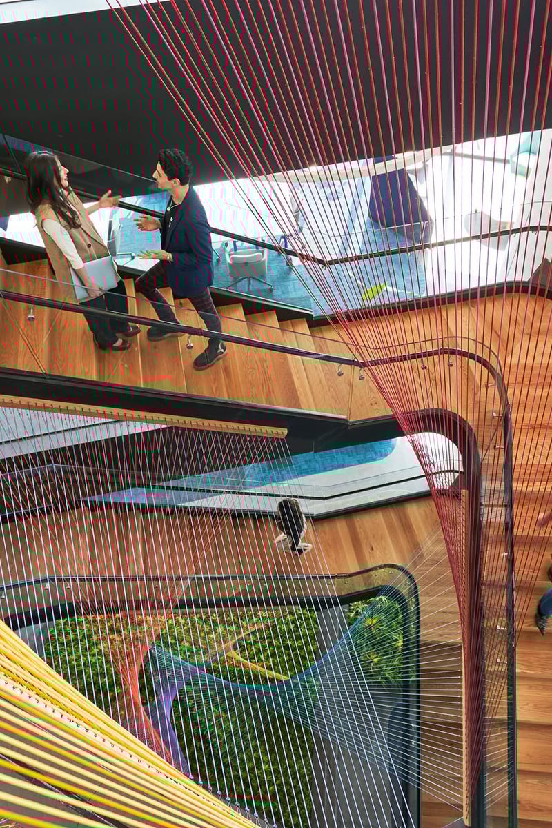 people standing on the stairs