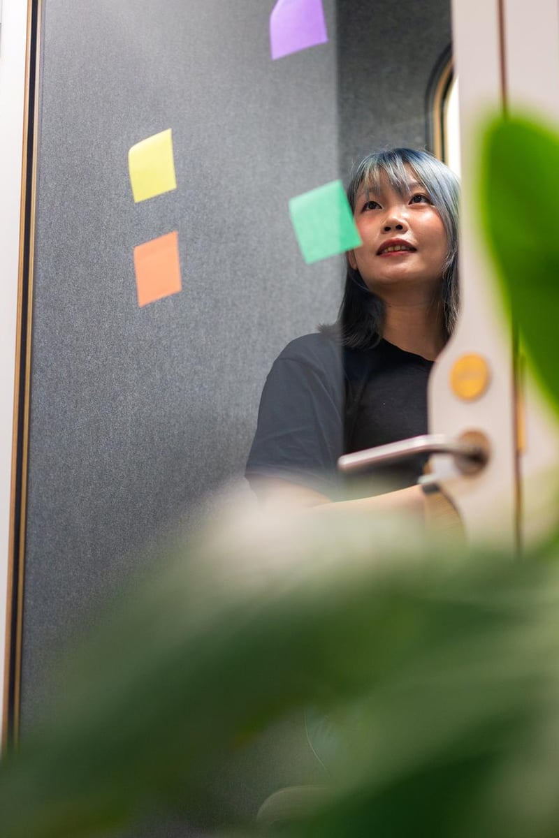 a person looking at a glass door