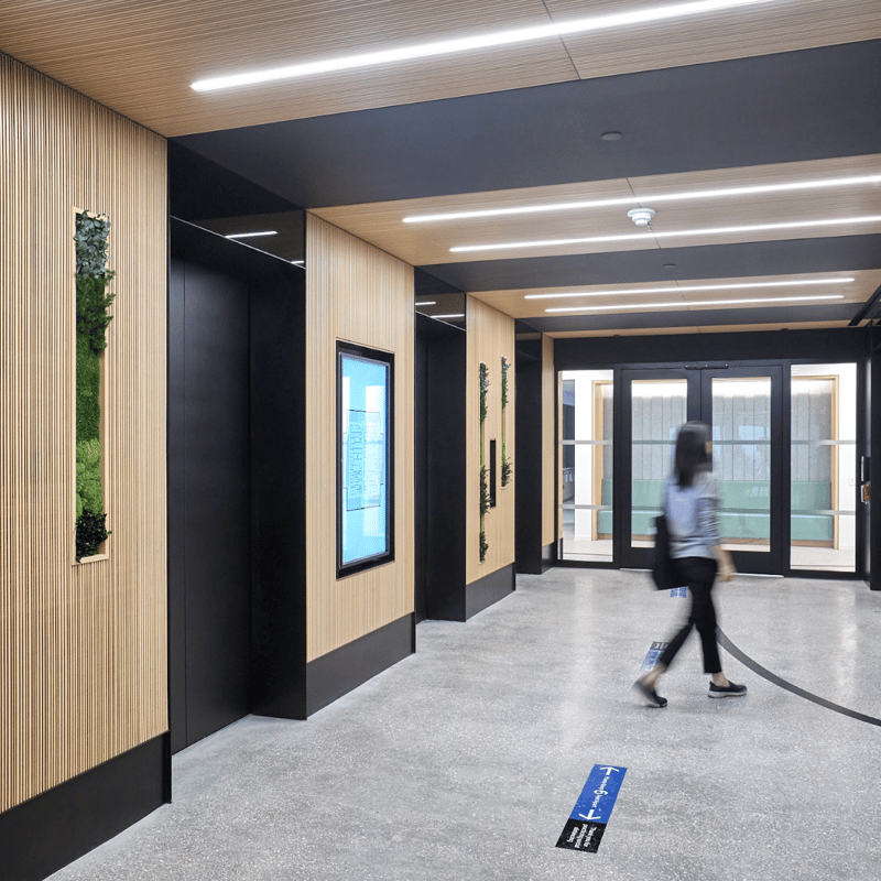 a person walking in a building