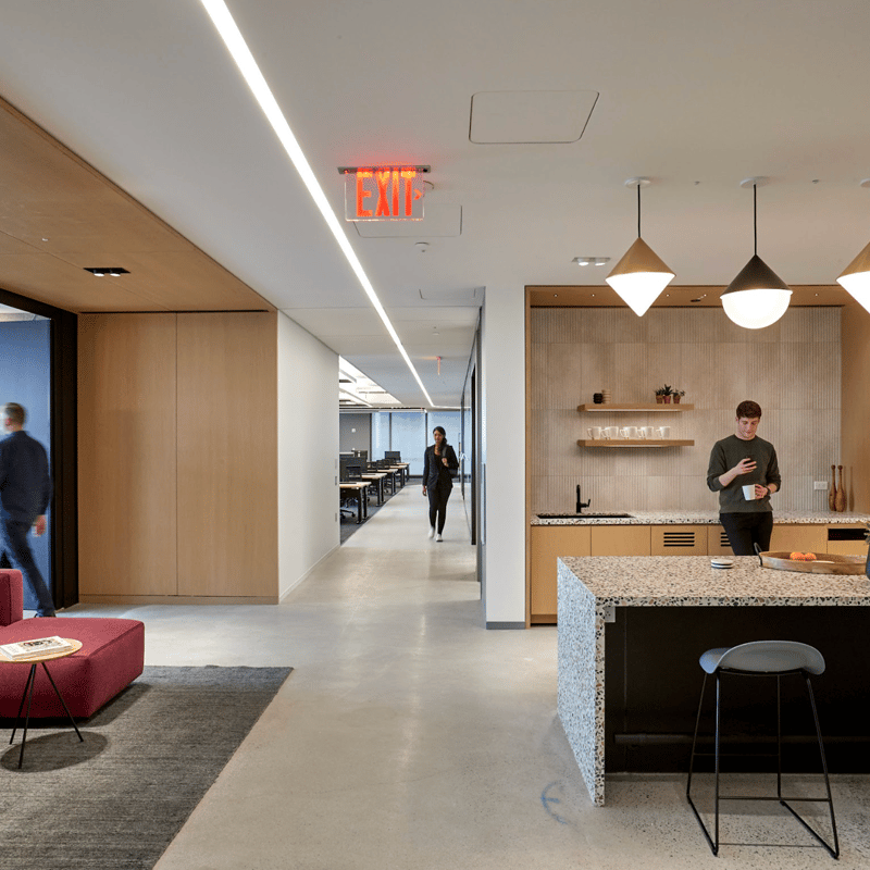 people walking in a room